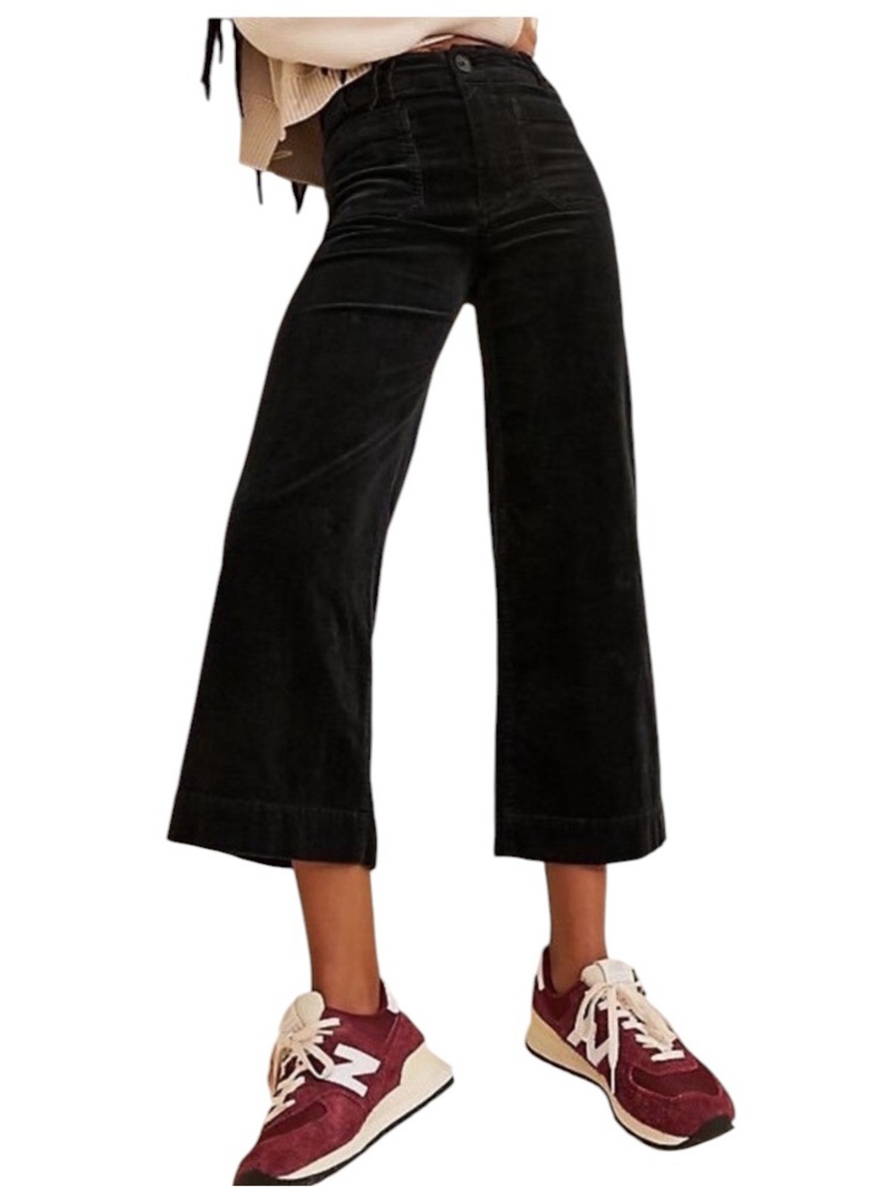 Maeve by Anthropologie The Colette Crop Wide-Leg Corduroy Pants – Size 23 Black